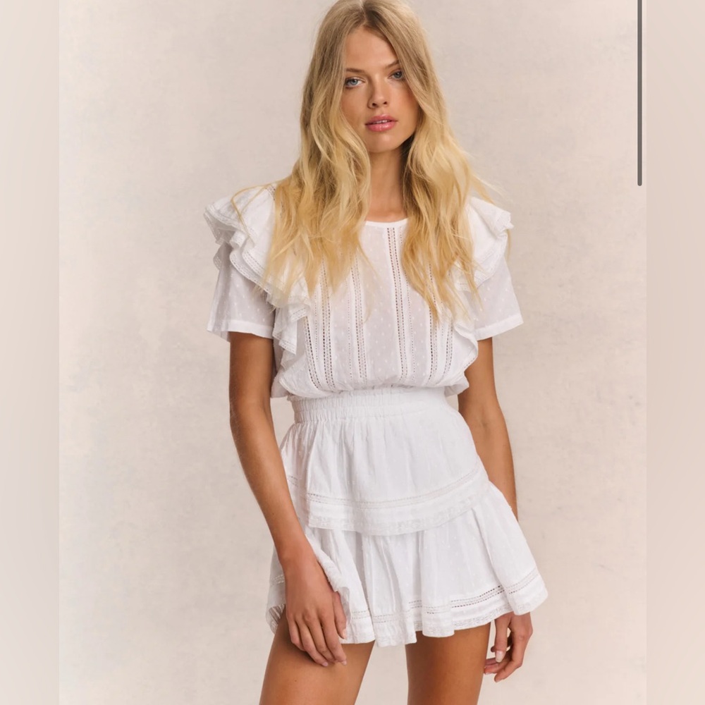 LoveShackFancy Natasha Heritage Mini Dress White Size Small